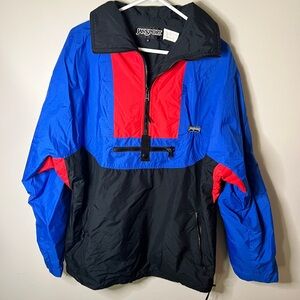 Vintage 90s Jansport color block windbreaker jacket black blue & red medium